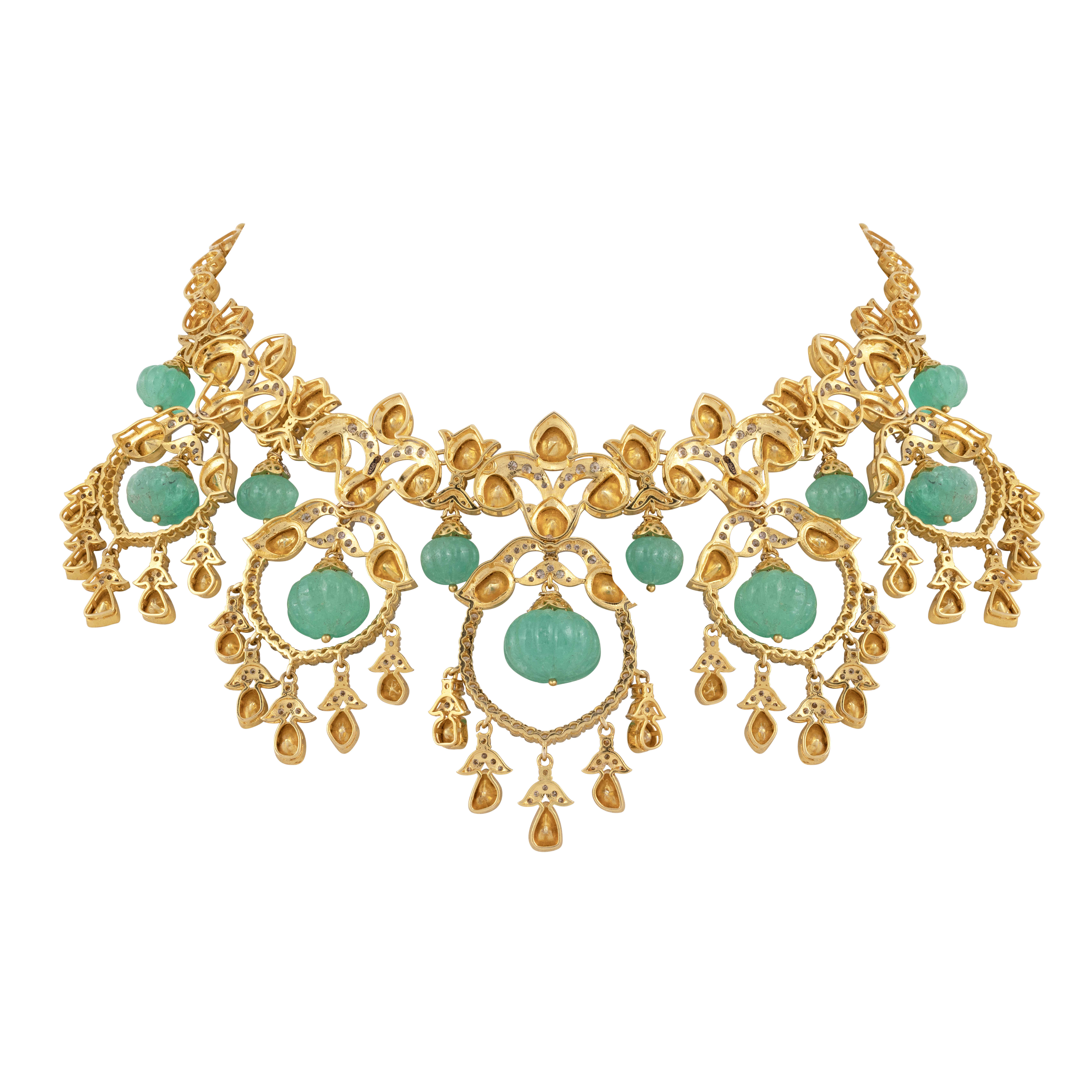 Fusion Polki Necklace with Emerald Melons